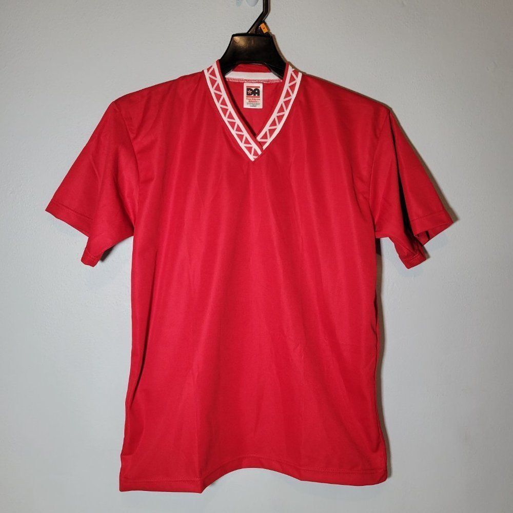 Athletic Mens Pullover Shirt  Vneck  Red White  Size Large  Don Alleson  NWOT